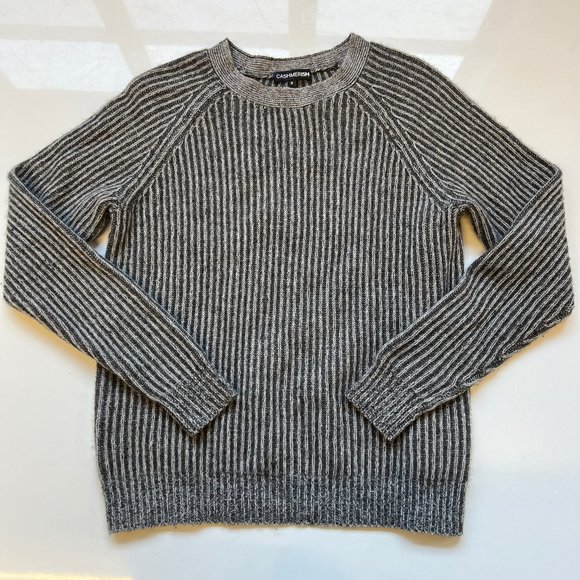 $370 Cashmerism RIB-KNIT Raglan Cashmere Pullover Gray Charcoal  Sweater sz S - Picture 5 of 11